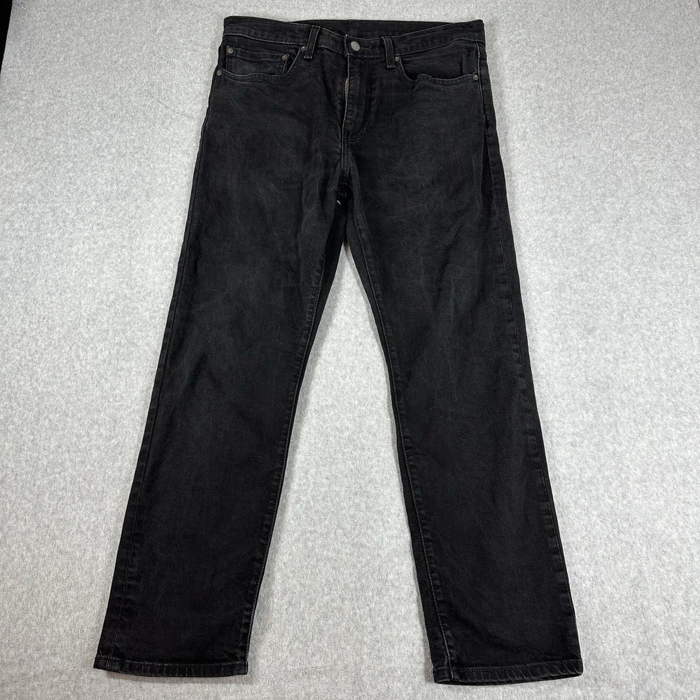 Levi's 502 Men's Premium Jeans 34x30 Black Denim Leather Patch Big E Tag